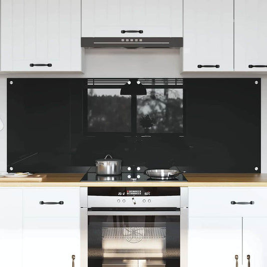 Kitchen Backsplash 2 pcs Black 80 x 60 cm Tempered Glass