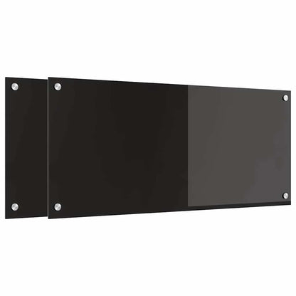 Kitchen Backsplash 2 pcs Black 90 x 40 cm Tempered Glass