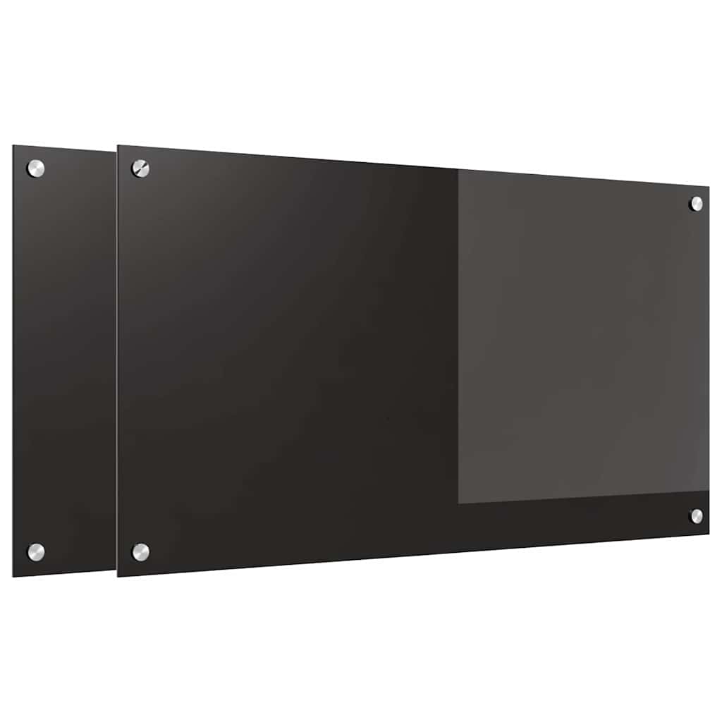 Kitchen Backsplash 2 pcs Black 90 x 50 cm Tempered Glass
