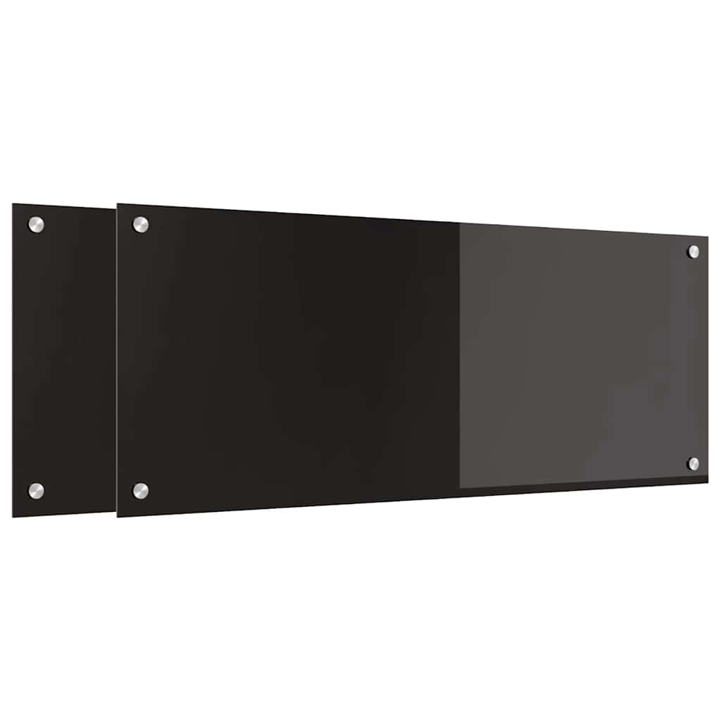 Kitchen Backsplash 2 pcs Black 100 x 40 cm Tempered Glass