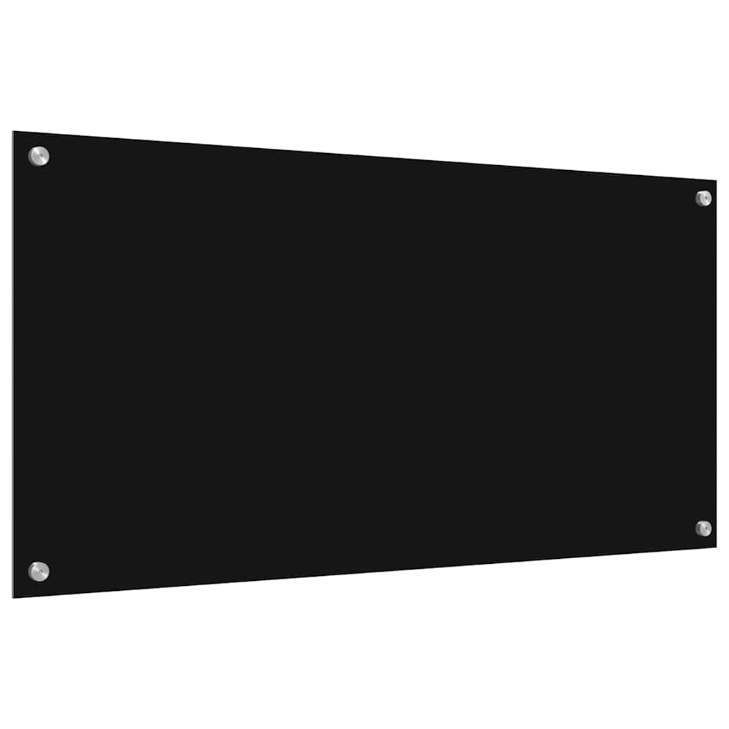 Kitchen Backsplash 2 pcs Black 100 x 50 cm Tempered Glass