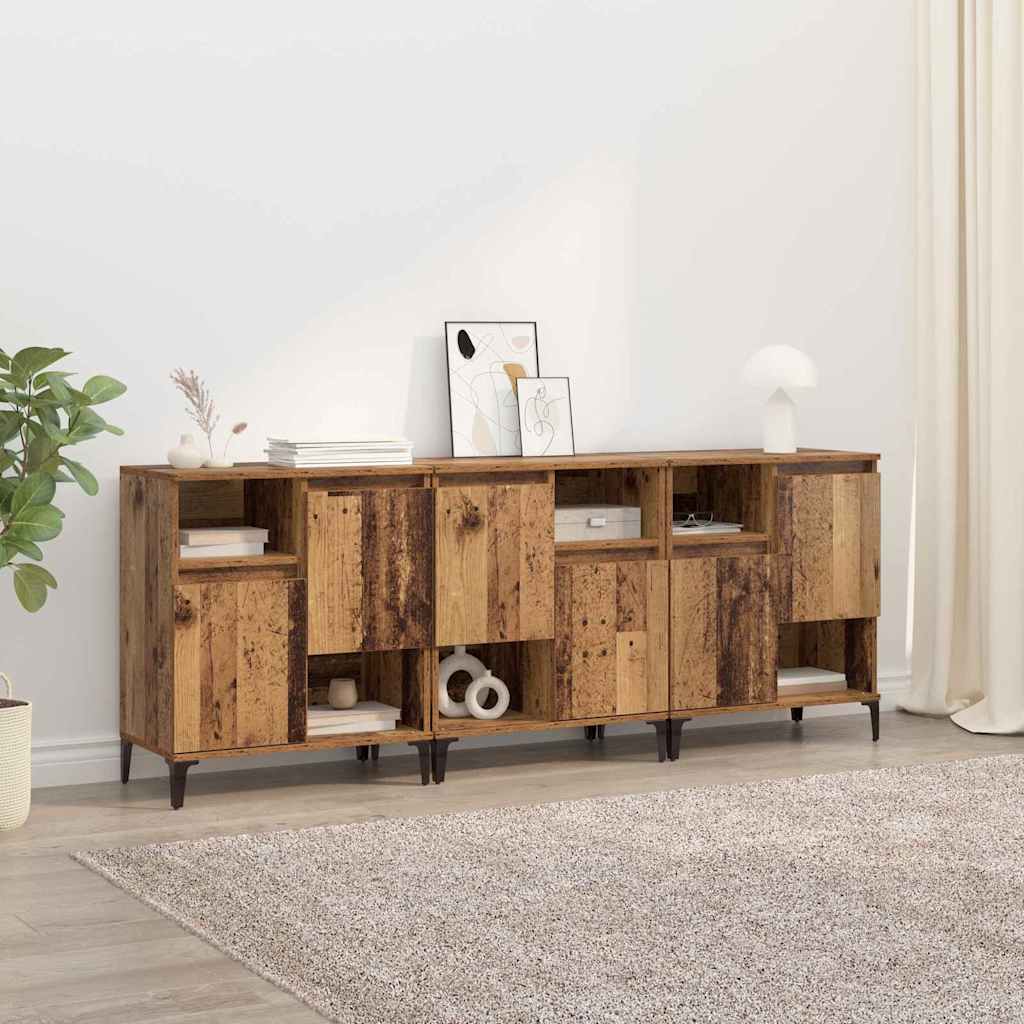 Sideboards 3 pcs Old Wood 60 x 35 x 70 cm Engineered Wood