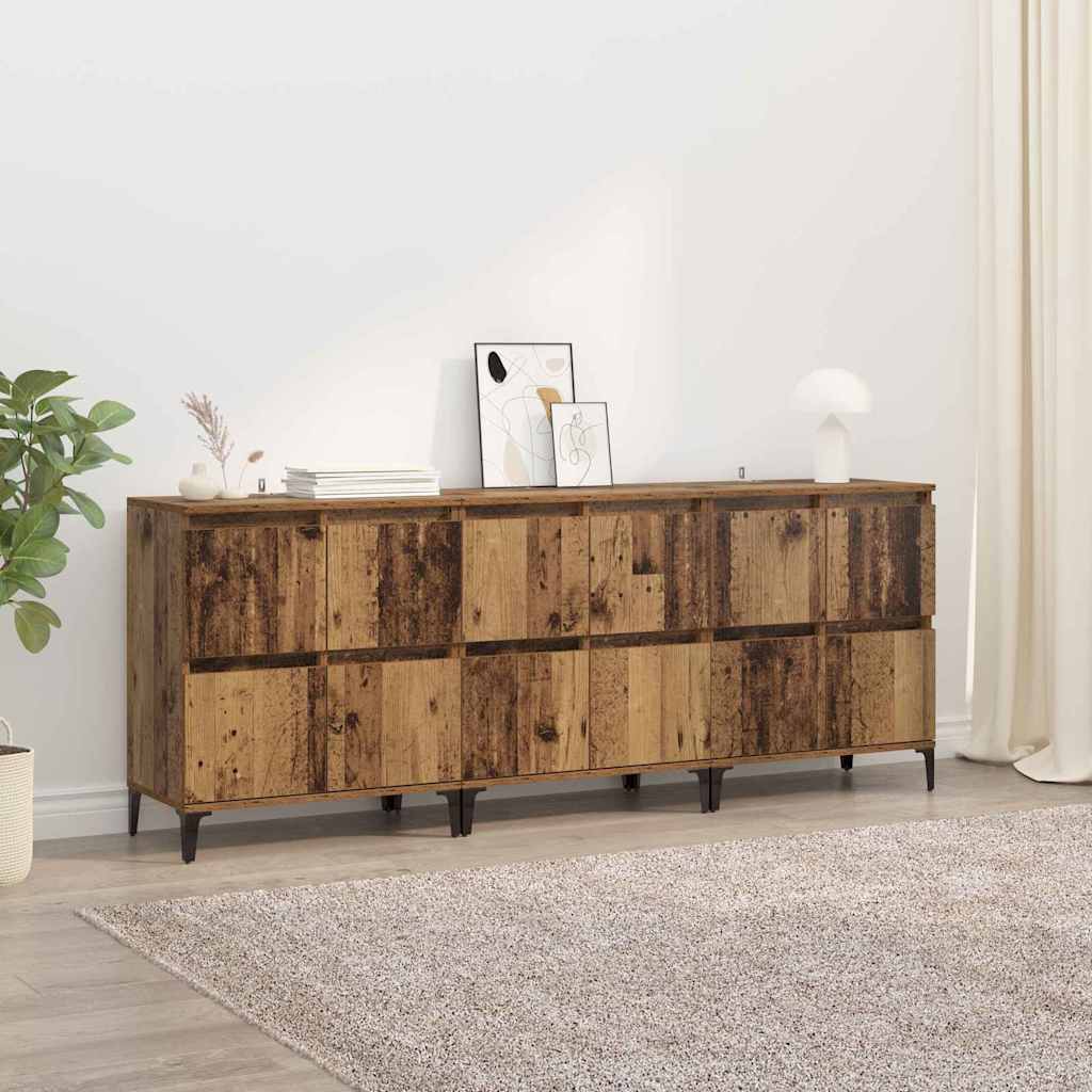 Sideboards 3 pcs Old Wood 60 x 35 x 70 cm Engineered Wood