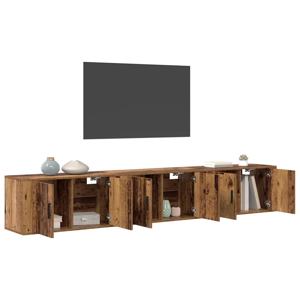 Wall-mounted TV Cabinet Set 3 pcs Old Wood 80 x 34.5 x 40 cm