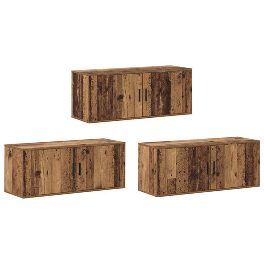 Wall-mounted TV Cabinet Set 3 pcs Old Wood Engineered Wood