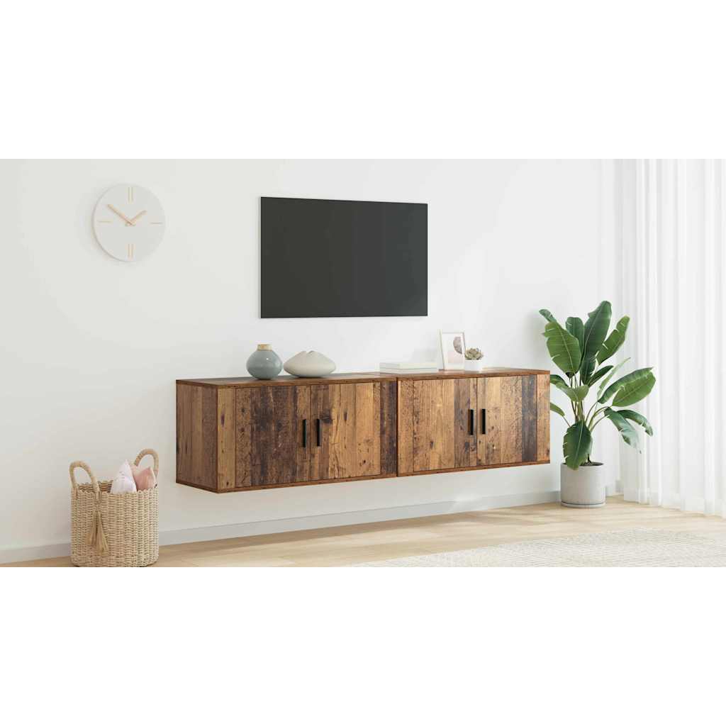 Wall-mounted TV Cabinet Set 2 pcs Old Wood 80 x 34.5 x 40 cm