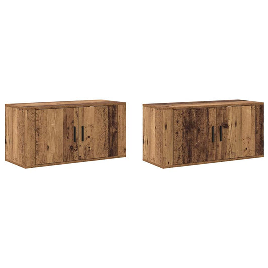 Wall-mounted TV Cabinet Set 2 pcs Old Wood 80 x 34.5 x 40 cm