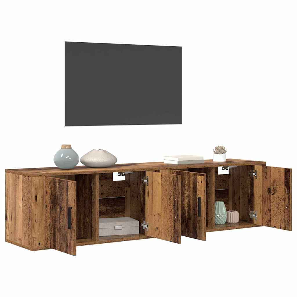 Wall-mounted TV Cabinet Set 2 pcs Old Wood 80 x 34.5 x 40 cm