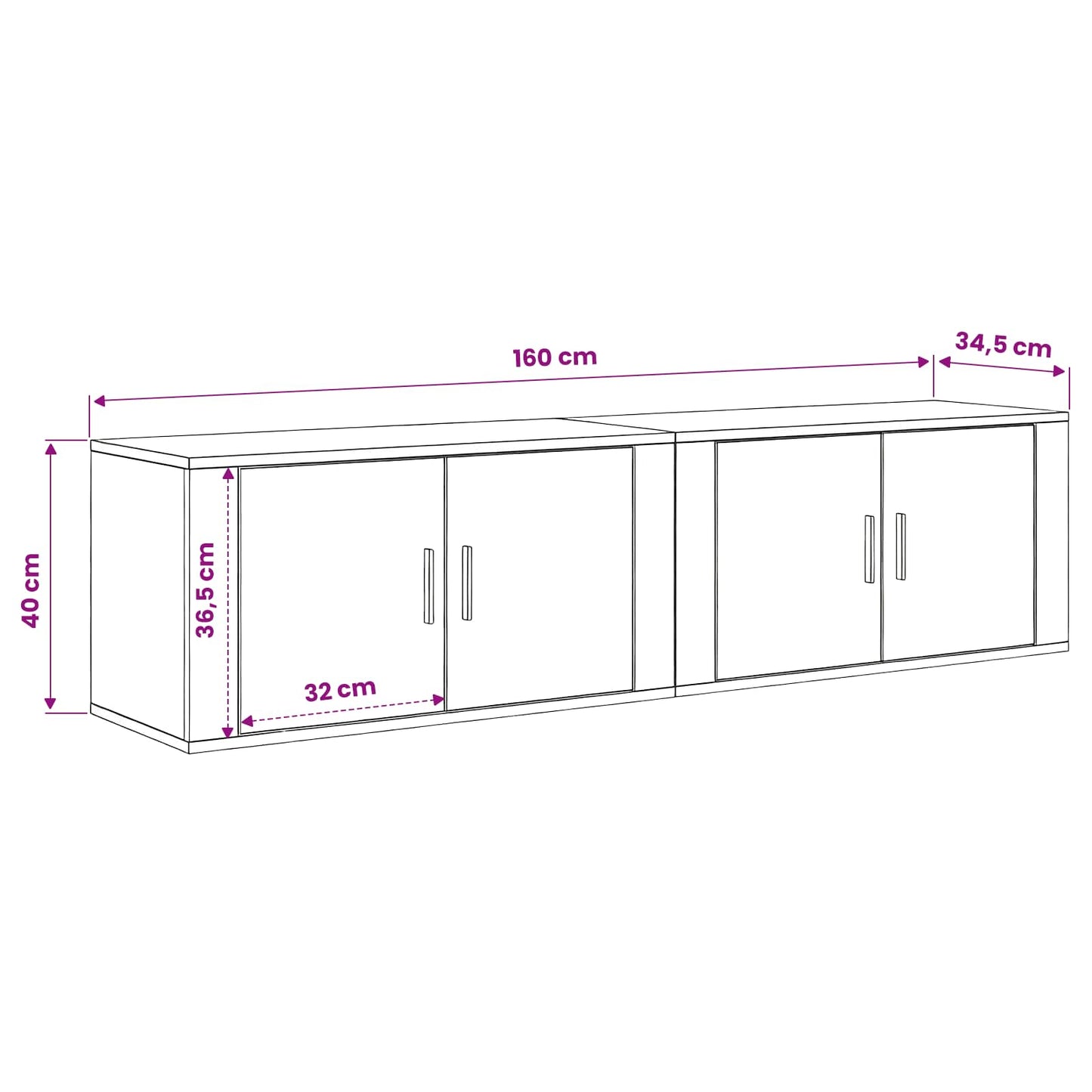 Wall-mounted TV Cabinet Set 2 pcs Old Wood 80 x 34.5 x 40 cm