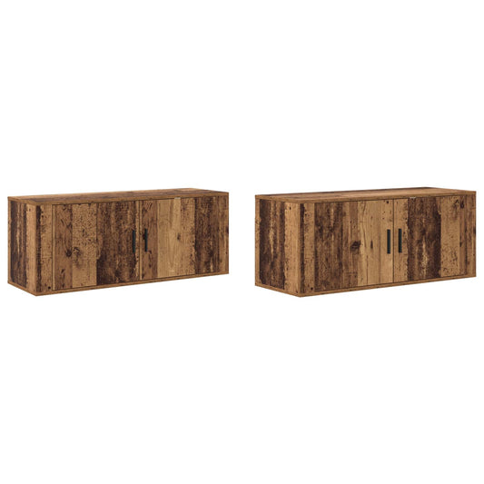 Wall-mounted TV Cabinet Set 2 pcs Old Wood Engineered Wood