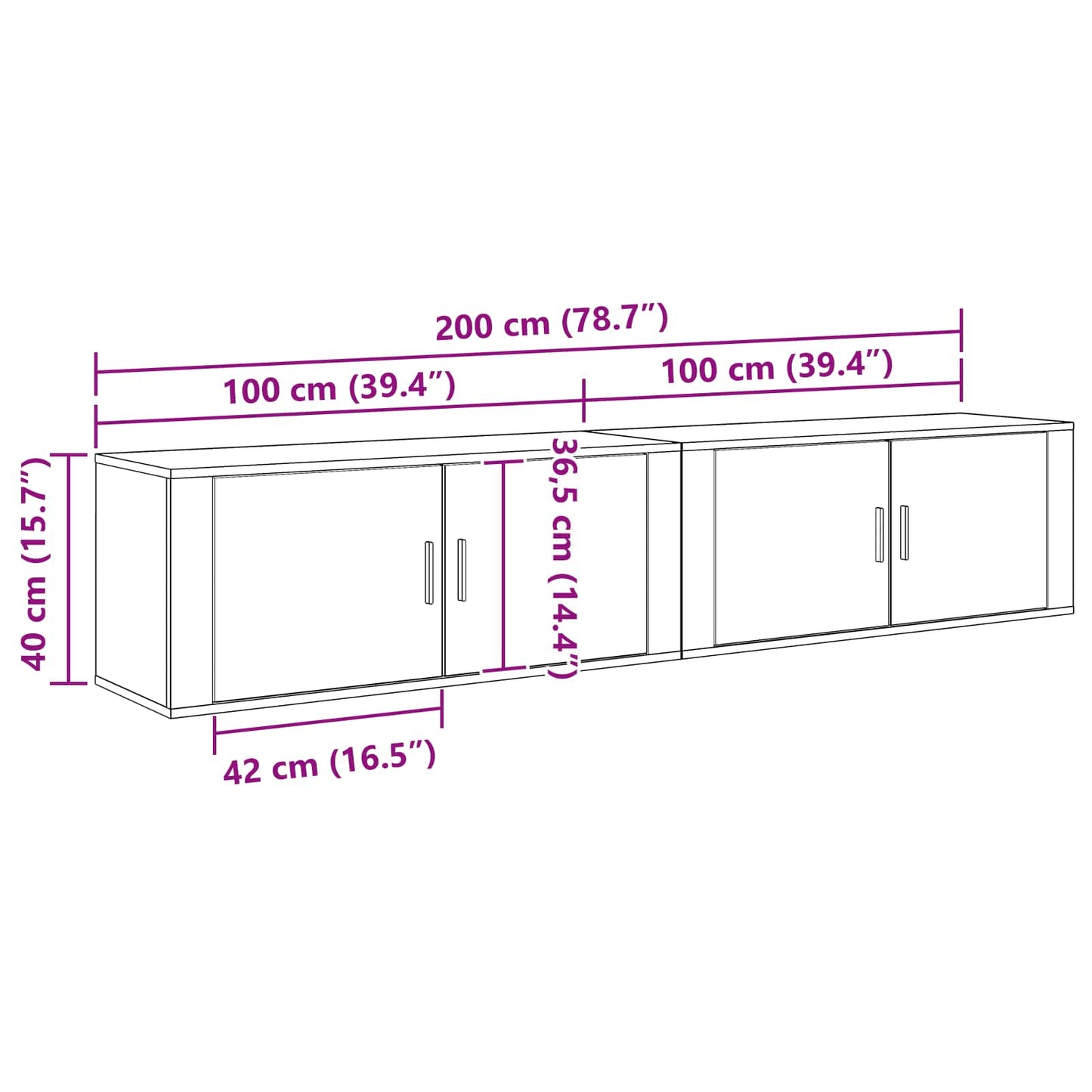 Wall-mounted TV Cabinet Set 2 pcs Old Wood 100 x 34.5 x 40 cm