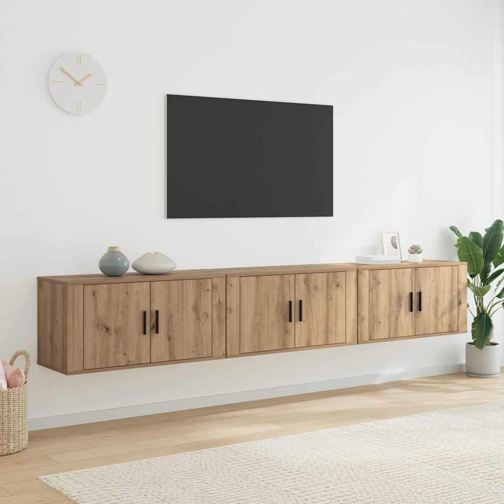 Wall-mounted TV Cabinet Set 3 pcs Artisan Oak Engineered Wood