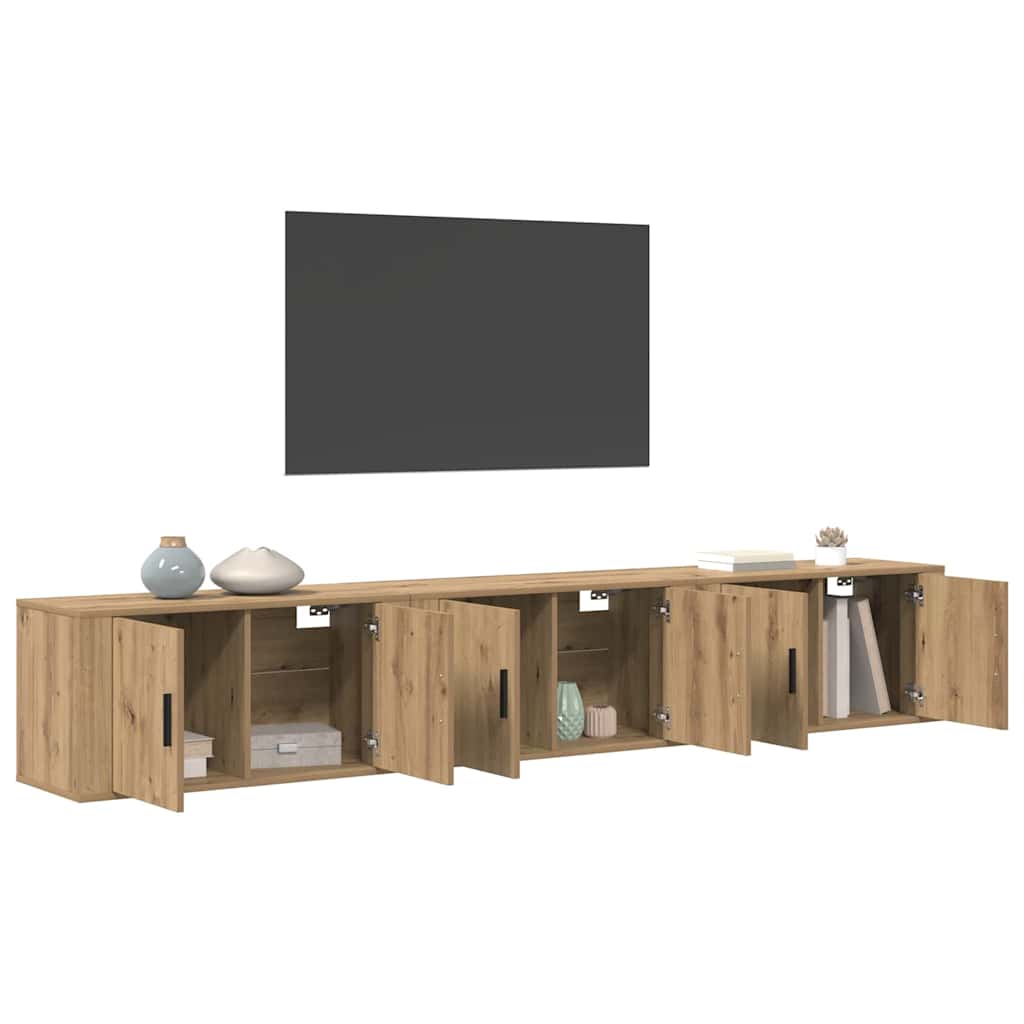 Wall-mounted TV Cabinet Set 3 pcs Artisan Oak Engineered Wood