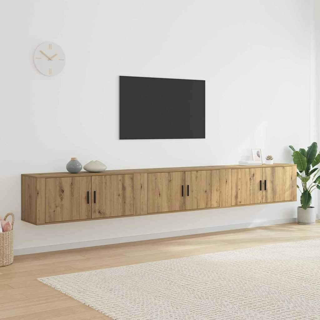 Wall-mounted TV Cabinet Set Artisan Oak Engineered Wood