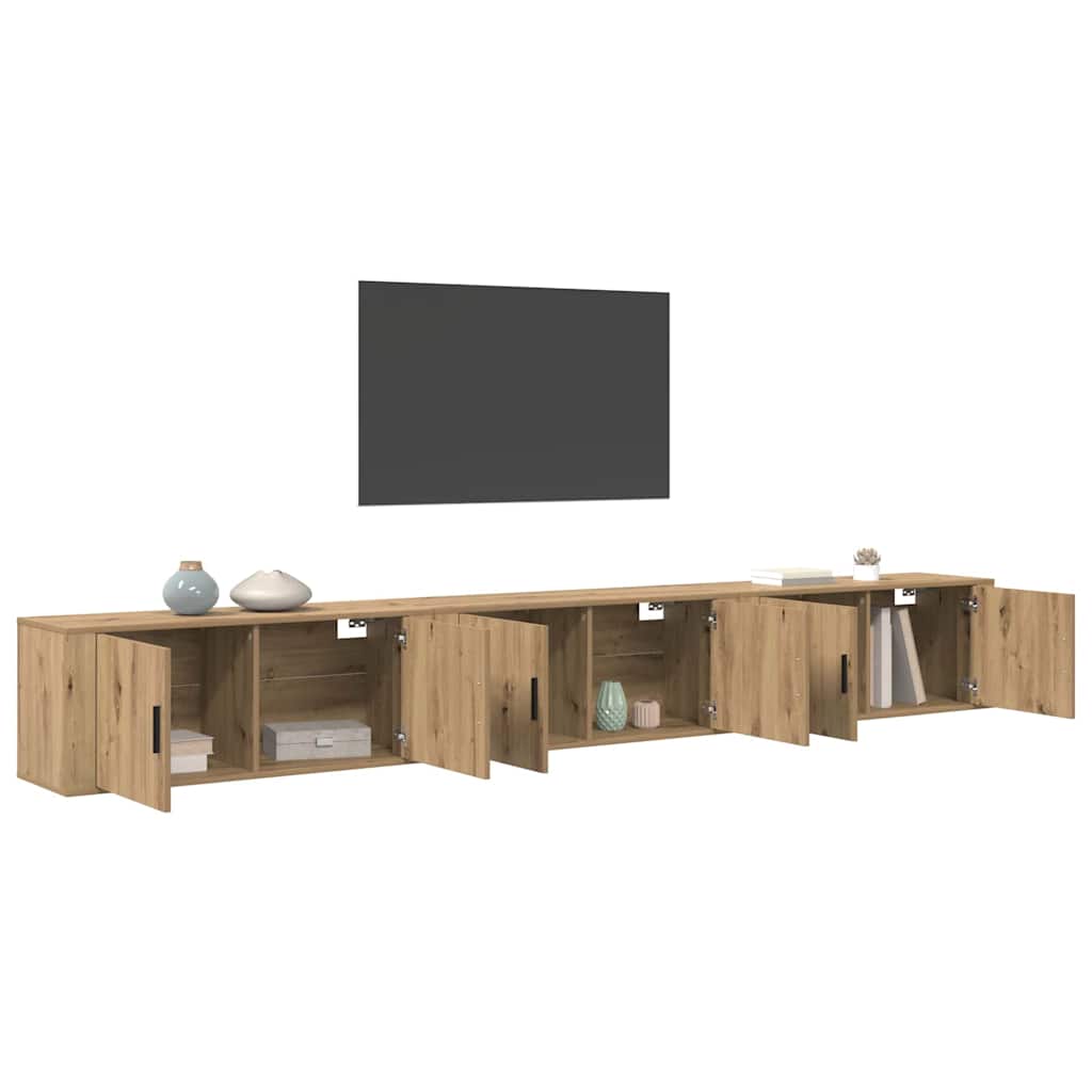 Wall-mounted TV Cabinet Set Artisan Oak Engineered Wood