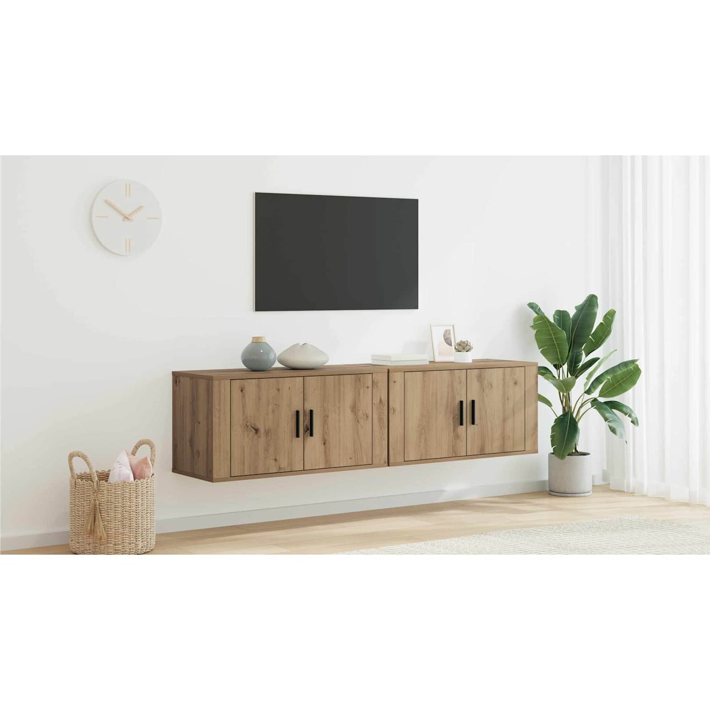 Wall-mounted TV Cabinet Set 2 pcs Artisan Oak 80 x 34.5 x 40 cm