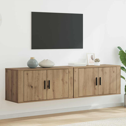 Wall-mounted TV Cabinet Set 2 pcs Artisan Oak Engineered Wood