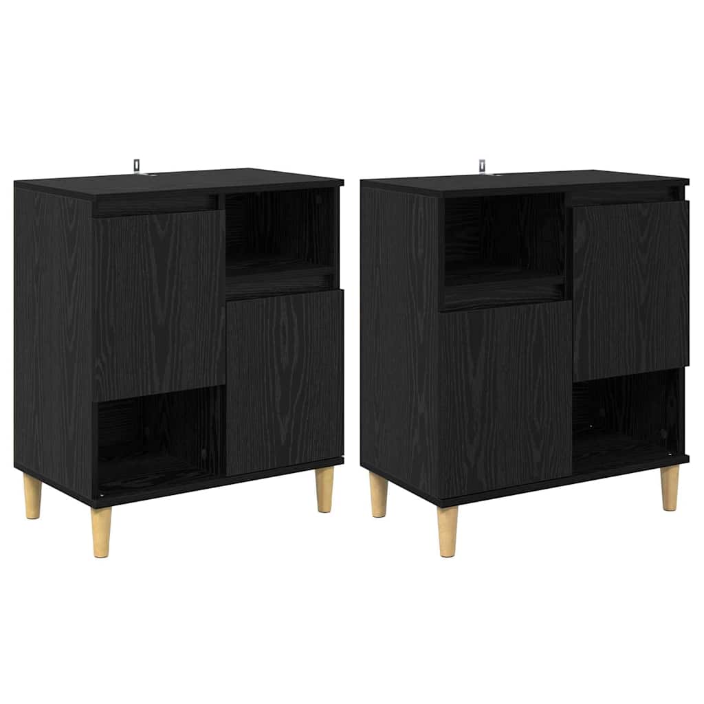 Sideboards 2 pcs Black Oak 60 x 35 x 70 cm Engineered Wood