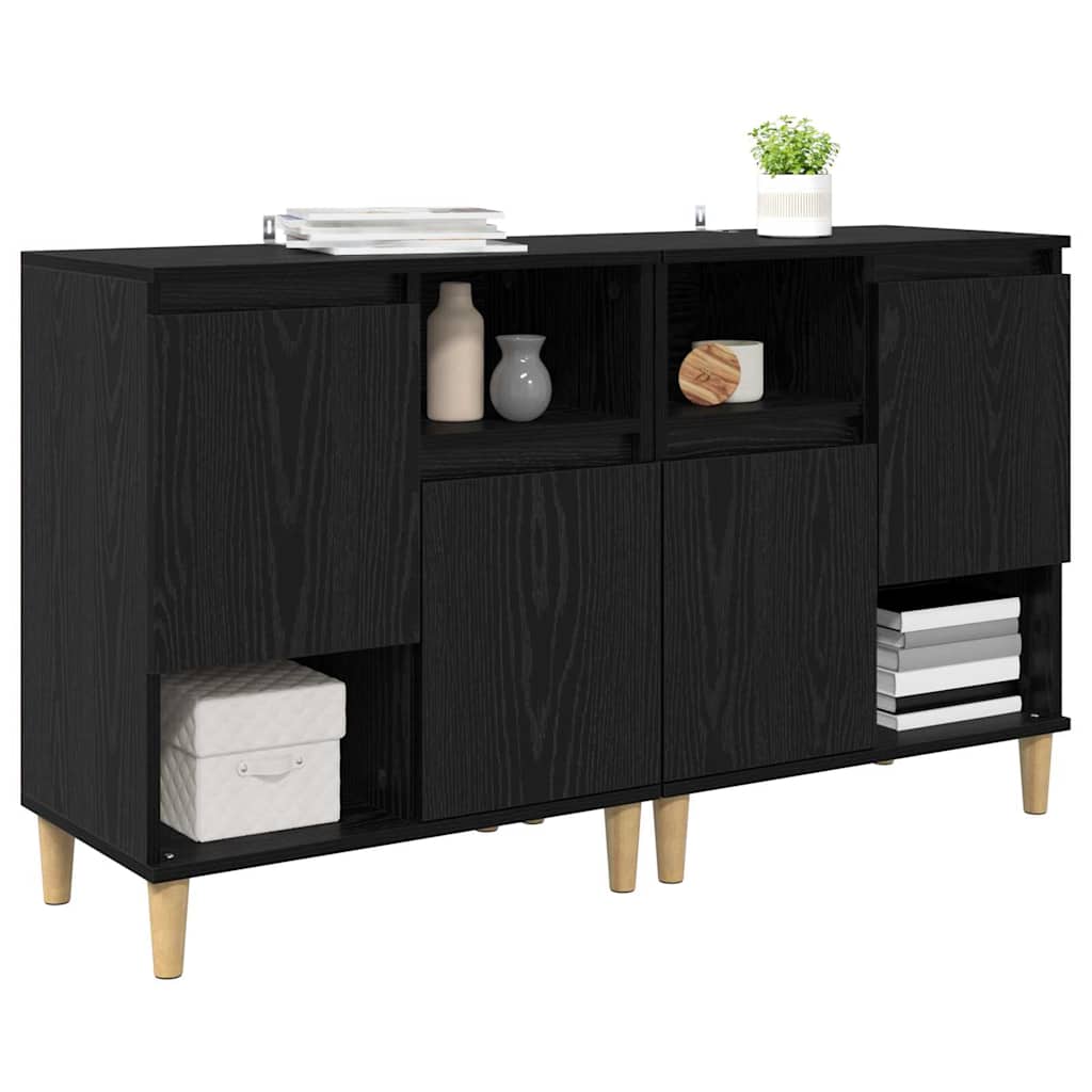 Sideboards 2 pcs Black Oak 60 x 35 x 70 cm Engineered Wood