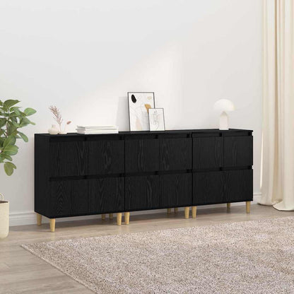 Sideboards 3 pcs Black Oak 60 x 35 x 70 cm Engineered Wood