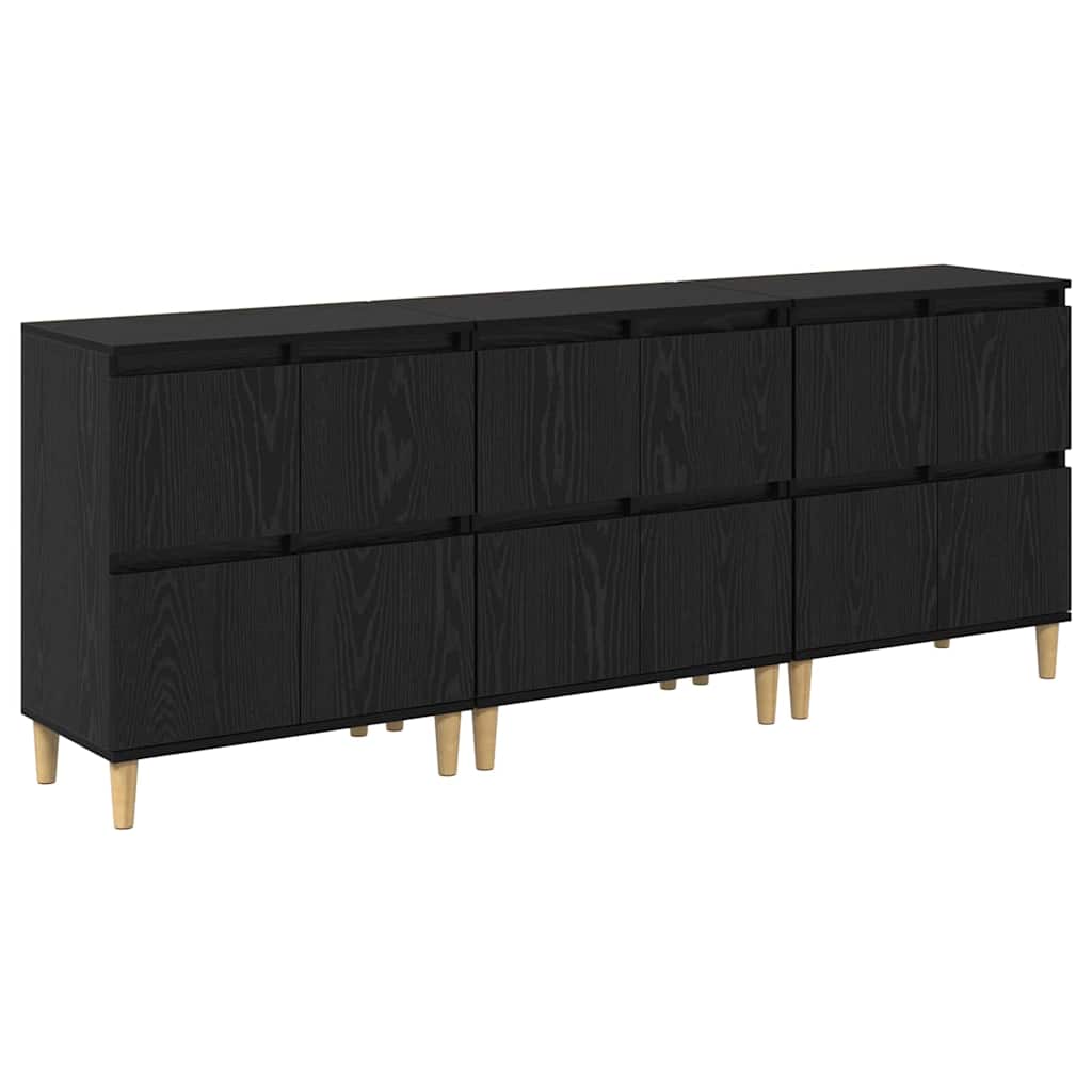 Sideboards 3 pcs Black Oak 60 x 35 x 70 cm Engineered Wood