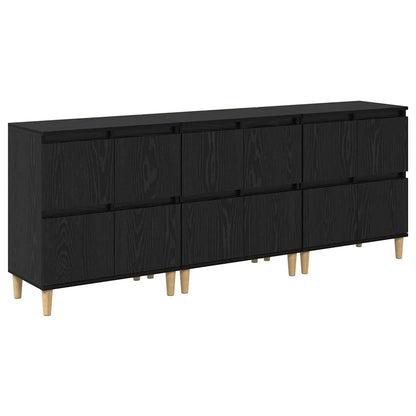 Sideboards 3 pcs Black Oak 60 x 35 x 70 cm Engineered Wood