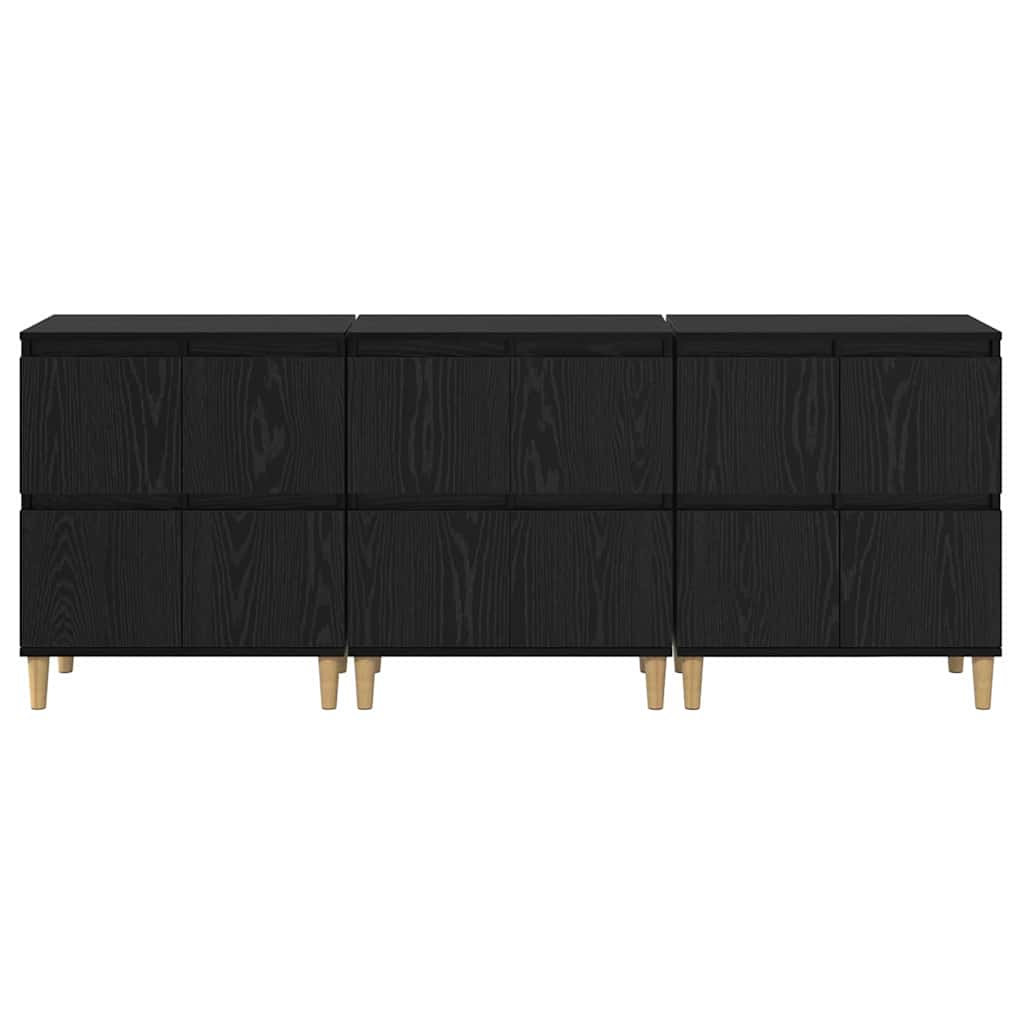 Sideboards 3 pcs Black Oak 60 x 35 x 70 cm Engineered Wood