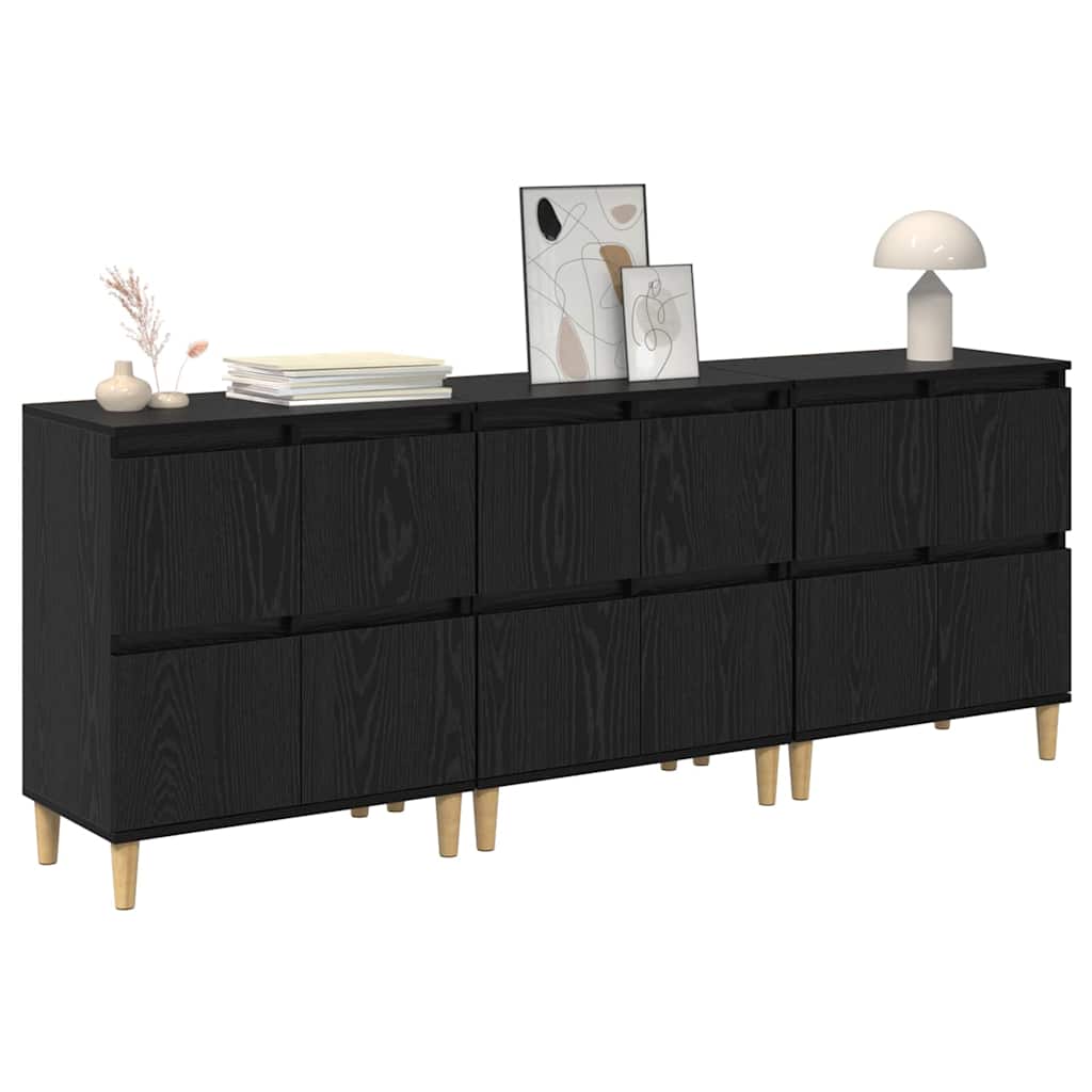 Sideboards 3 pcs Black Oak 60 x 35 x 70 cm Engineered Wood