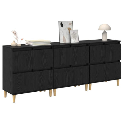 Sideboards 3 pcs Black Oak 60 x 35 x 70 cm Engineered Wood