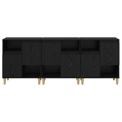 Sideboards 3 pcs Black Oak 60 x 35 x 70 cm Engineered Wood