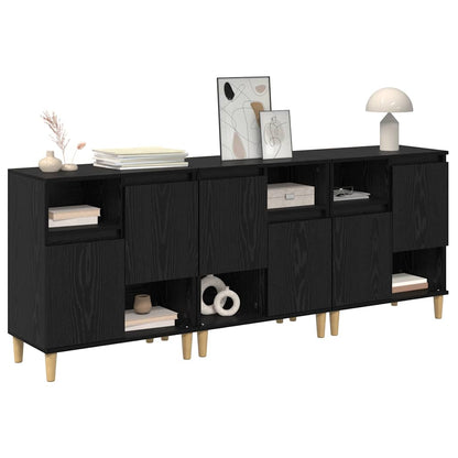 Sideboards 3 pcs Black Oak 60 x 35 x 70 cm Engineered Wood