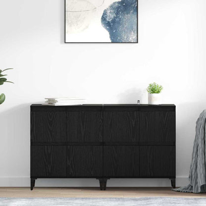 Sideboards 2 pcs Black Oak 60 x 35 x 70 cm Engineered Wood
