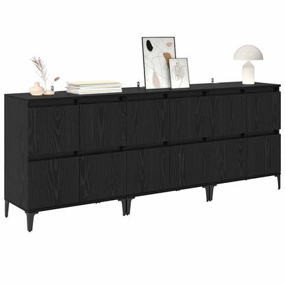 Sideboards 3 pcs Black Oak 60 x 35 x 70 cm Engineered Wood