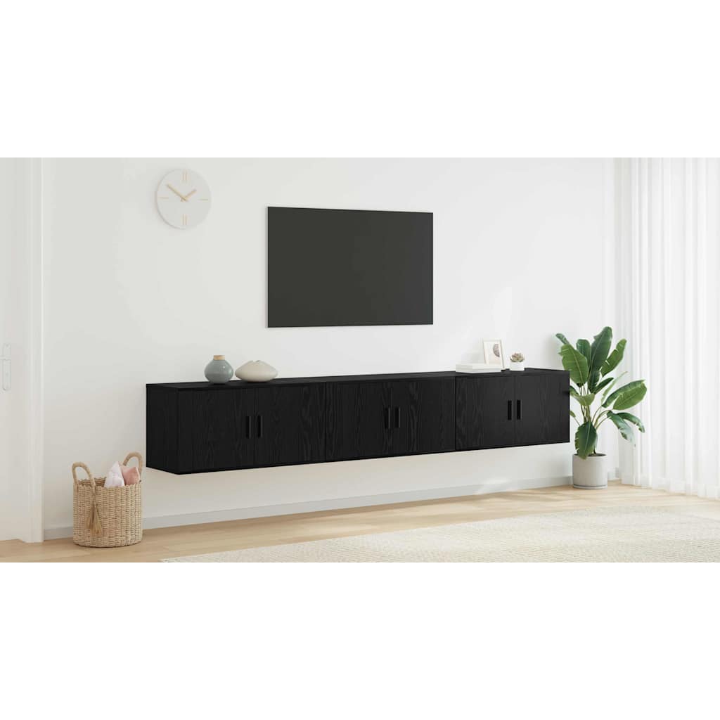 Wall-mounted TV Cabinet Set 3 pcs Black Oak 80 x 34.5 x 40 cm