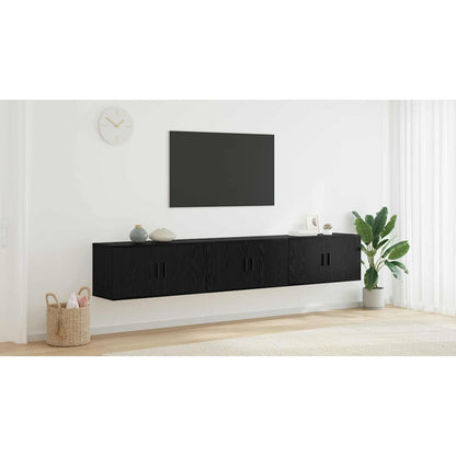 Wall-mounted TV Cabinet Set 3 pcs Black Oak 80 x 34.5 x 40 cm