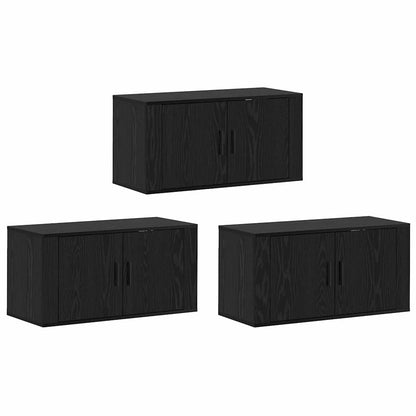 Wall-mounted TV Cabinet Set 3 pcs Black Oak Engineered Wood