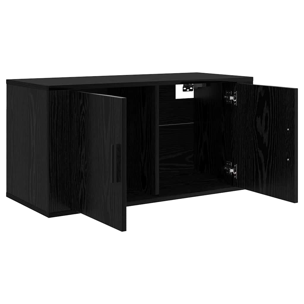 Wall-mounted TV Cabinet Set 3 pcs Black Oak Engineered Wood