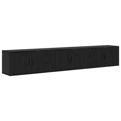 Wall-mounted TV Cabinet Set 3 pcs Black Oak Engineered Wood