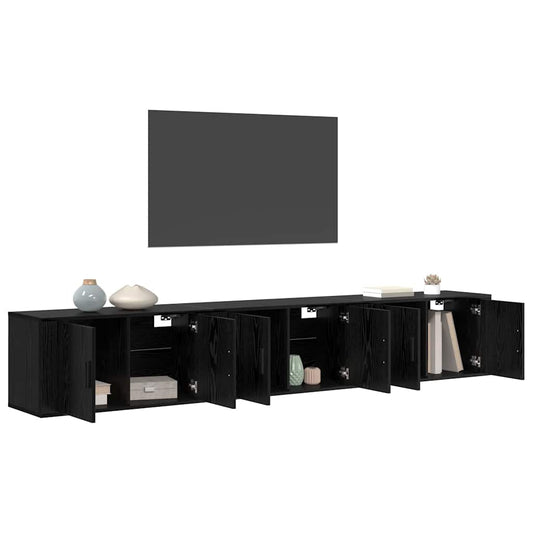 Wall-mounted TV Cabinet Set 3 pcs Black Oak 80 x 34.5 x 40 cm