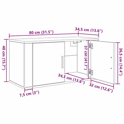 Wall-mounted TV Cabinet Set 3 pcs Black Oak 80 x 34.5 x 40 cm