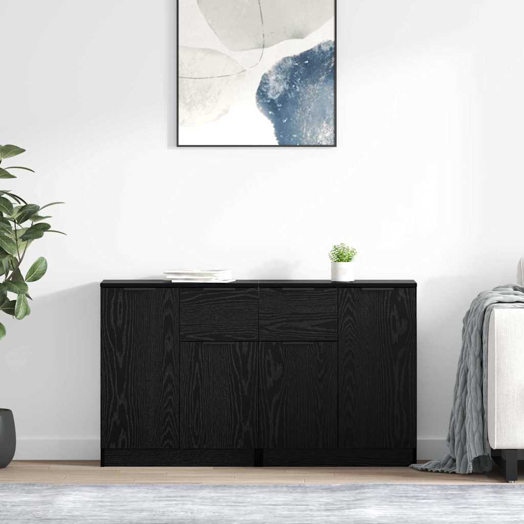 Sideboards 2 pcs Black Oak 60 x 30 x 70 cm Engineered Wood