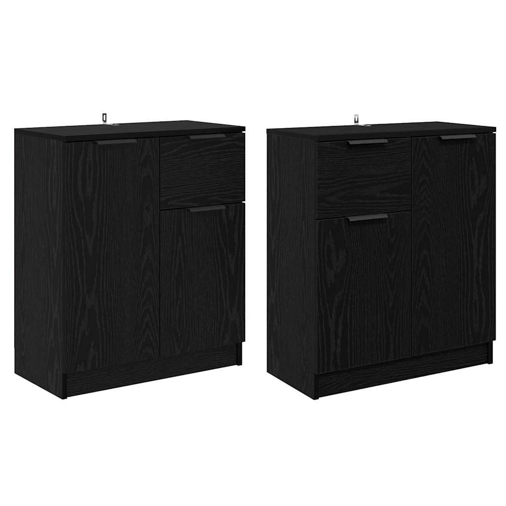Sideboards 2 pcs Black Oak 60 x 30 x 70 cm Engineered Wood