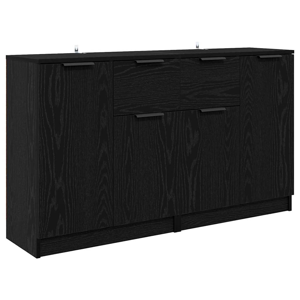 Sideboards 2 pcs Black Oak 60 x 30 x 70 cm Engineered Wood