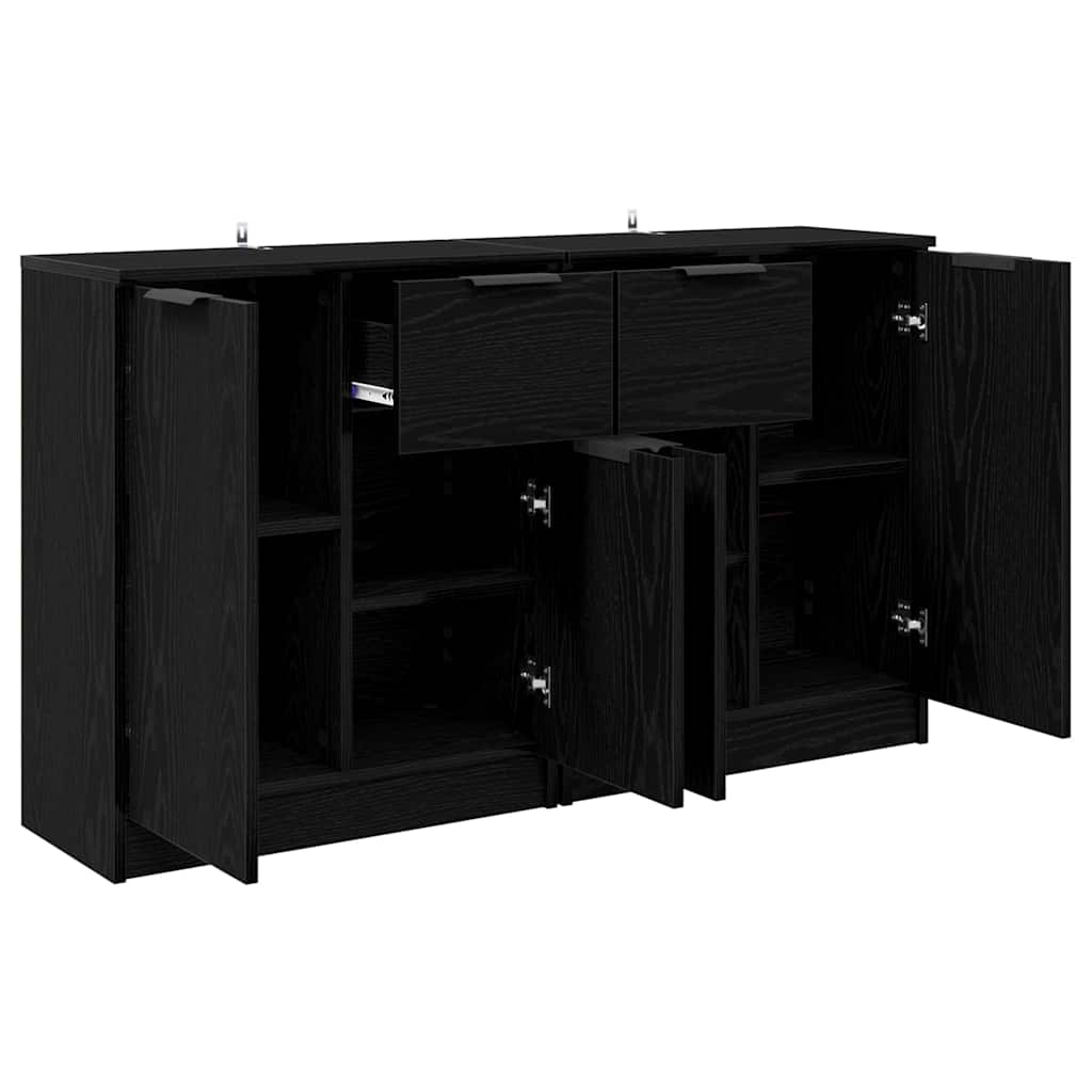 Sideboards 2 pcs Black Oak 60 x 30 x 70 cm Engineered Wood