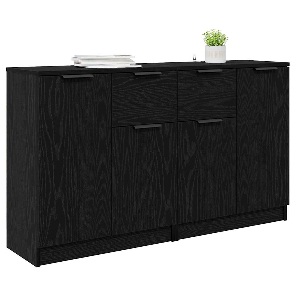 Sideboards 2 pcs Black Oak 60 x 30 x 70 cm Engineered Wood