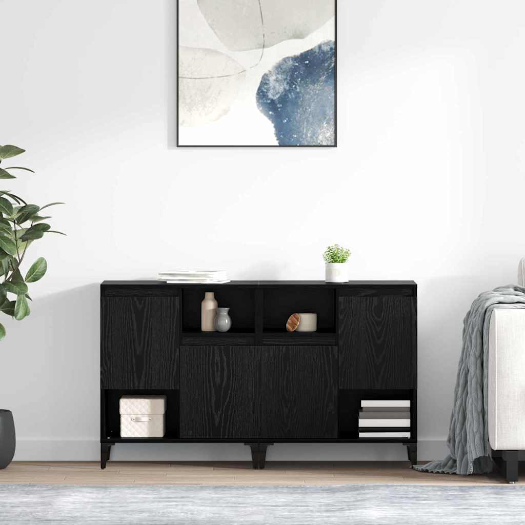 Sideboards 2 pcs Black Oak 60 x 35 x 70 cm Engineered Wood