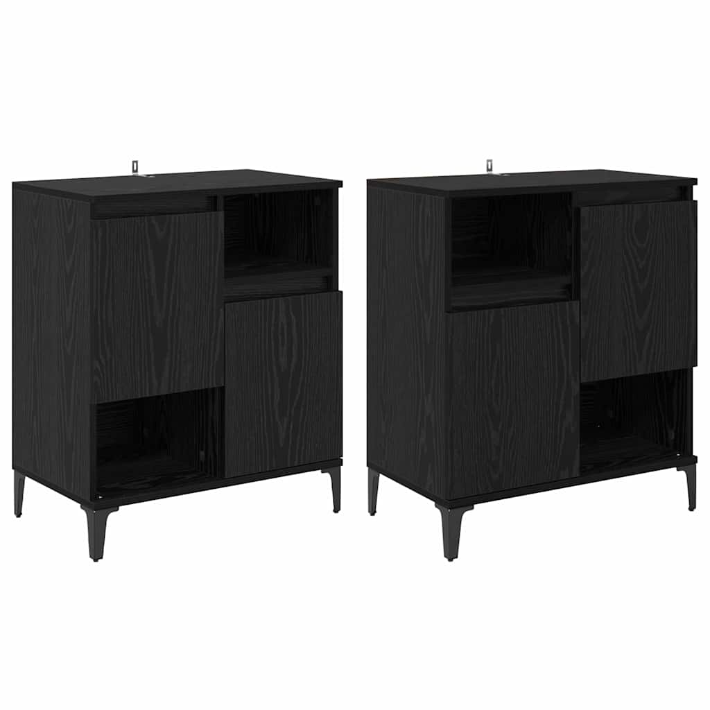 Sideboards 2 pcs Black Oak 60 x 35 x 70 cm Engineered Wood