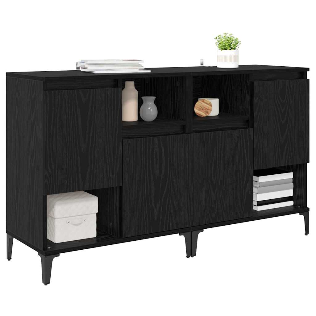 Sideboards 2 pcs Black Oak 60 x 35 x 70 cm Engineered Wood