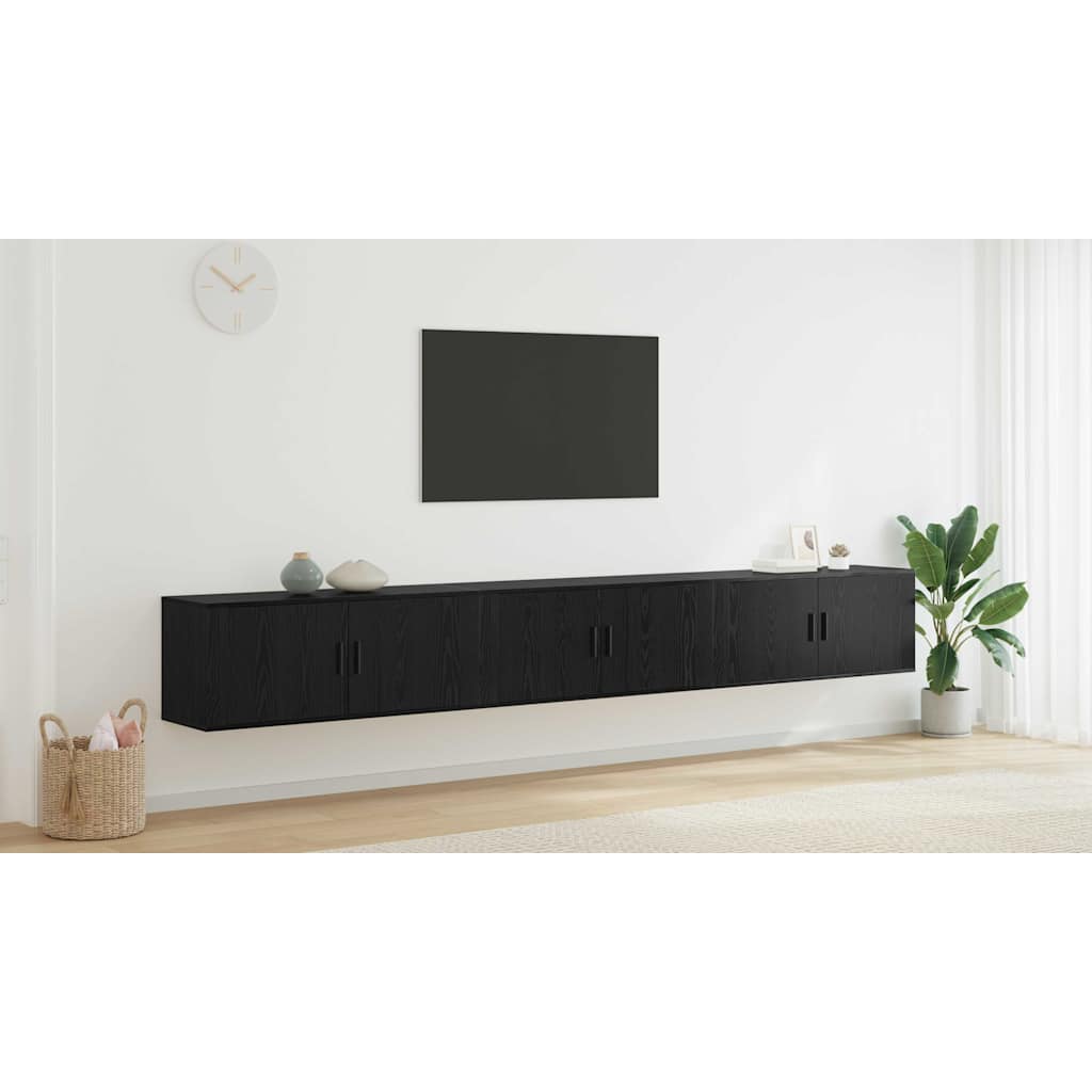 Wall-mounted TV Cabinet Set 3 pcs Black Oak 100 x 34.5 x 40 cm