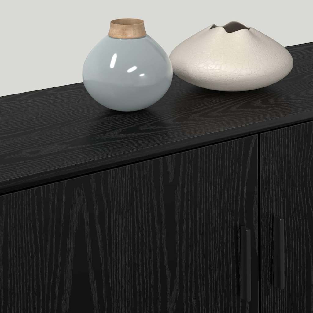 Wall-mounted TV Cabinet Set Black Oak Engineered Wood